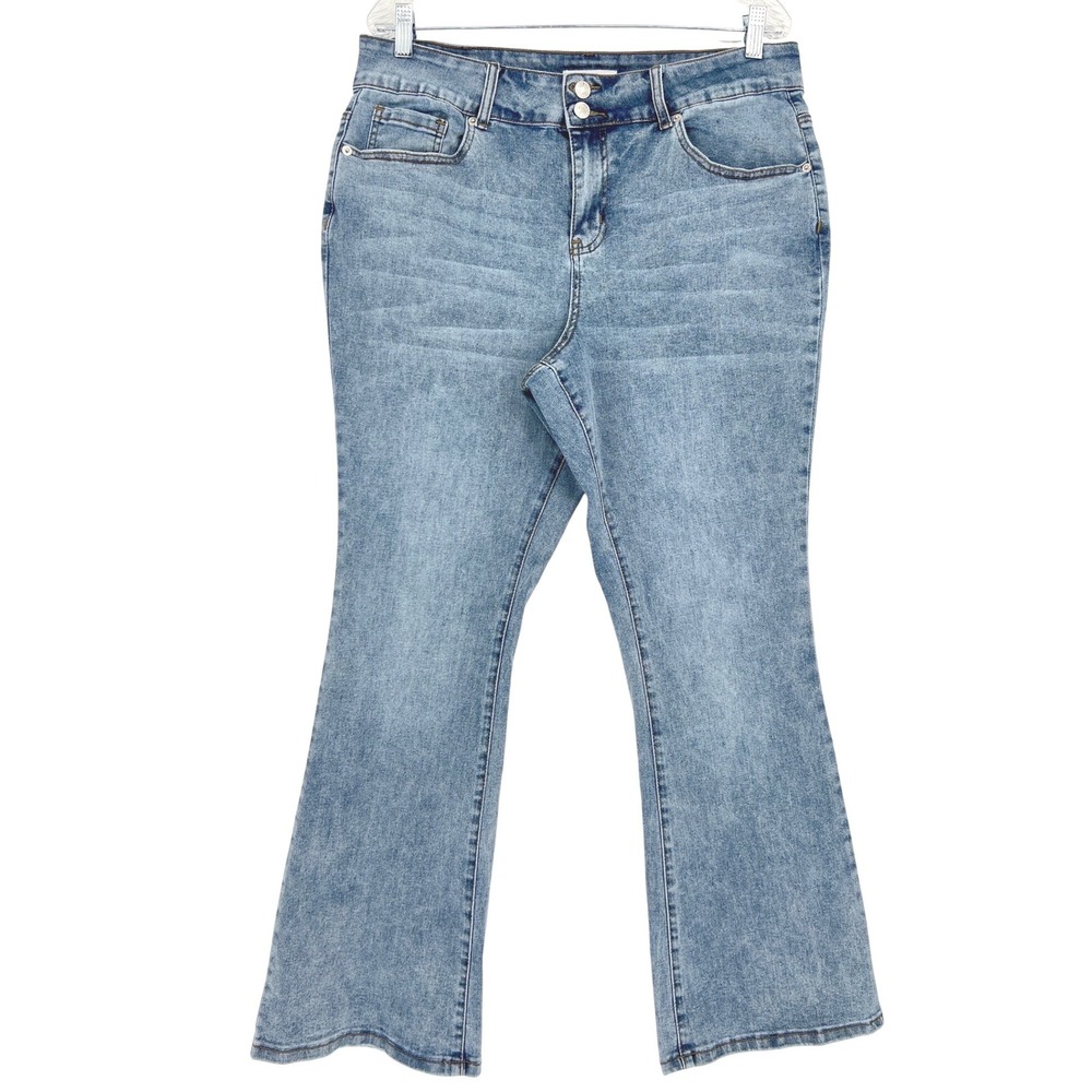 Love Soho Jeans Women 16 Blue Light Wash Bootcut High Rise Stretch Curvy Flared